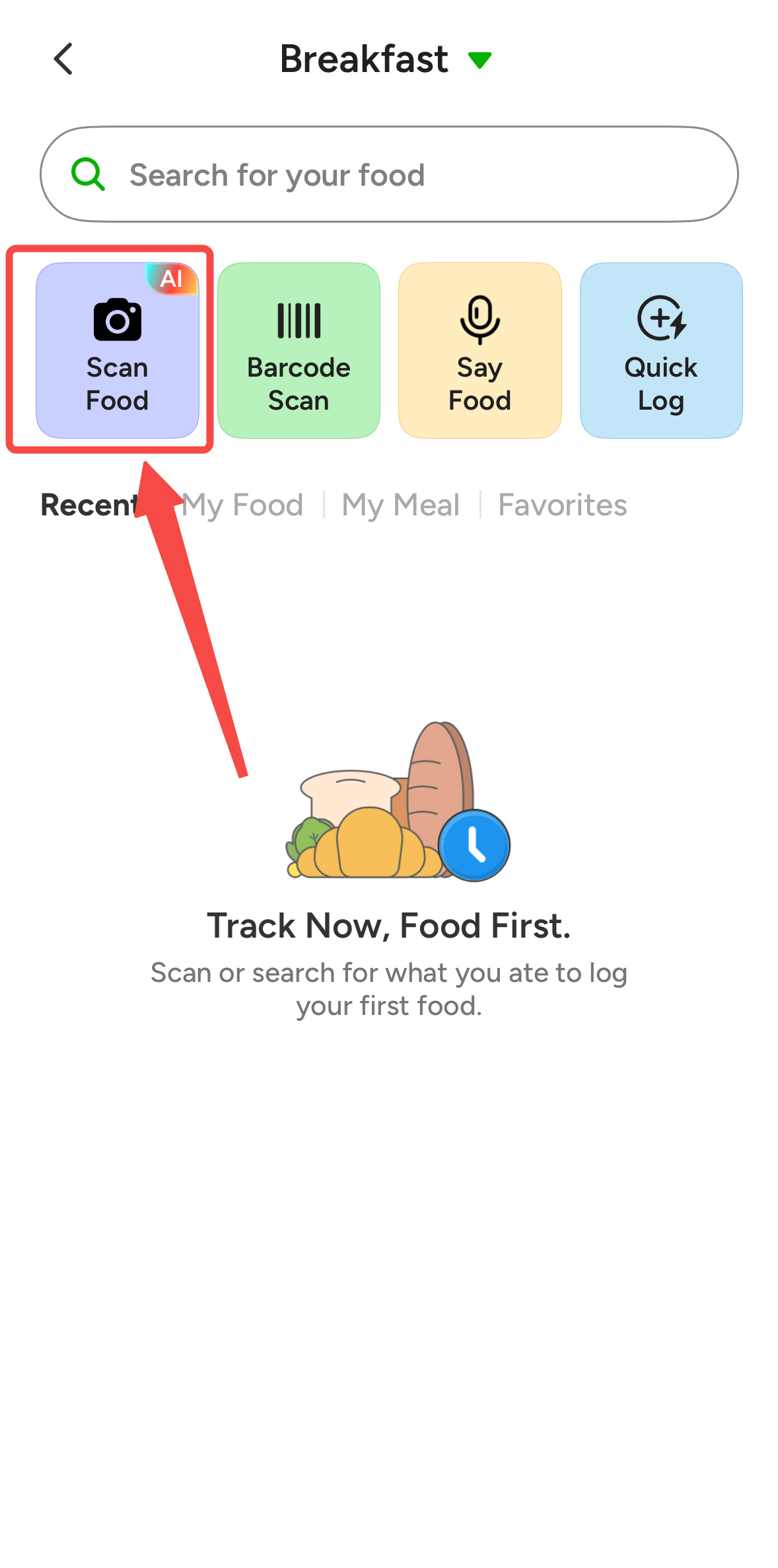 CaloCare Scan Food screen